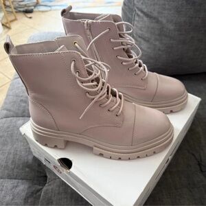 Aldo Blush Pink Lace-Up Combat Booties